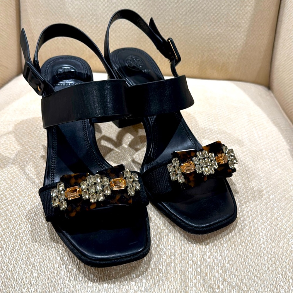 Tory Burch Delaney embellished block heel sandals
